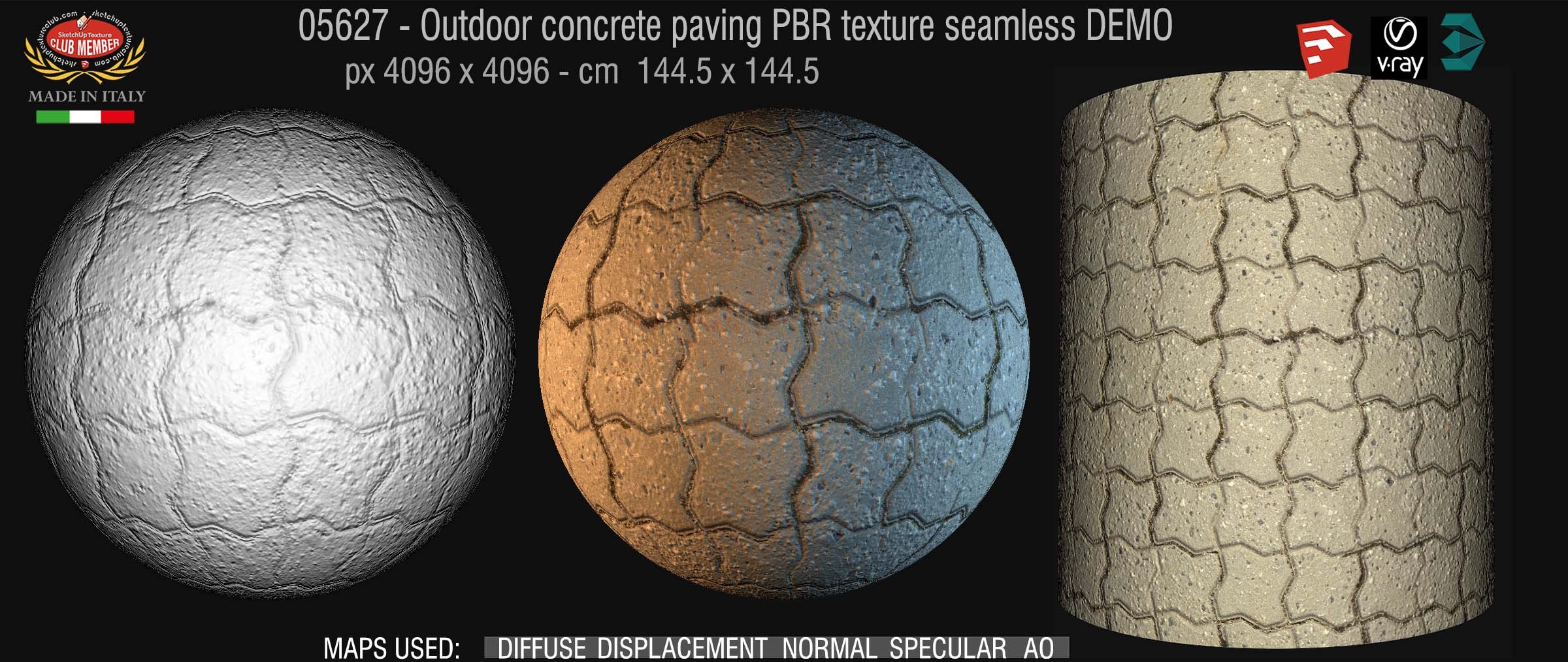 05627 Paving outdoor concrete regular block PBR texture seamless DEMO