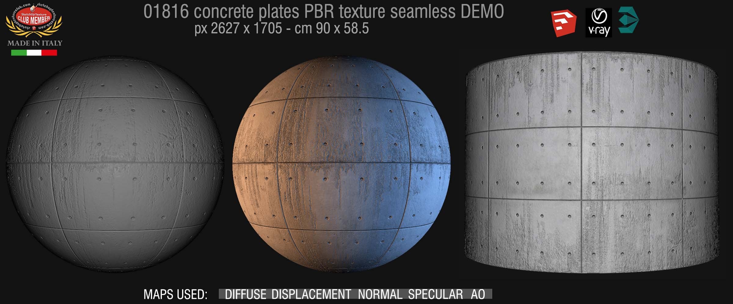 01816 Tadao Ando concrete plates PBR texture seamless DEMO
