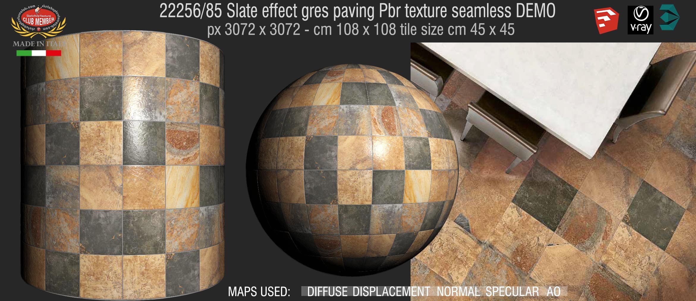 22256_85 Slate effect gres paving Pbr texture seamless DEMO