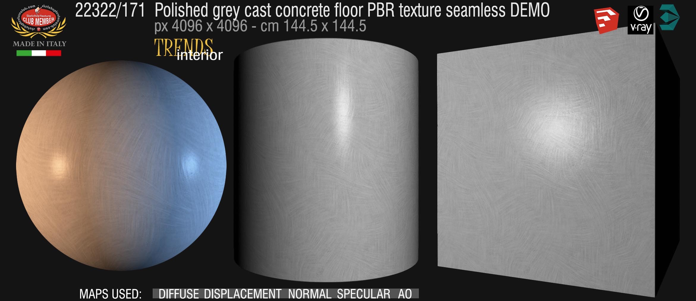 22322_171  Polished grey cast concrete floor PBR texture seamless DEMO