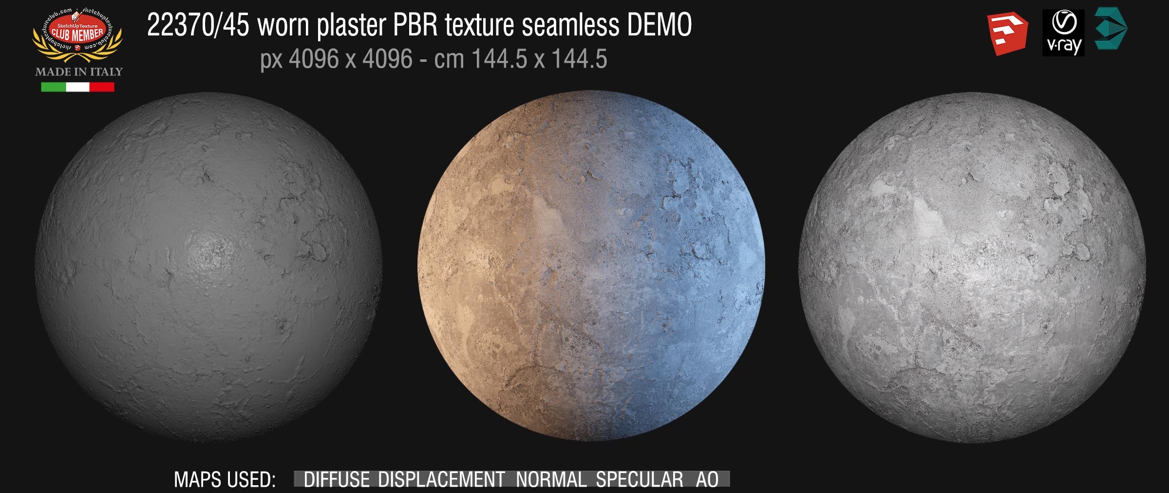 22370_45 worn plaster PBR texture seamless DEMO