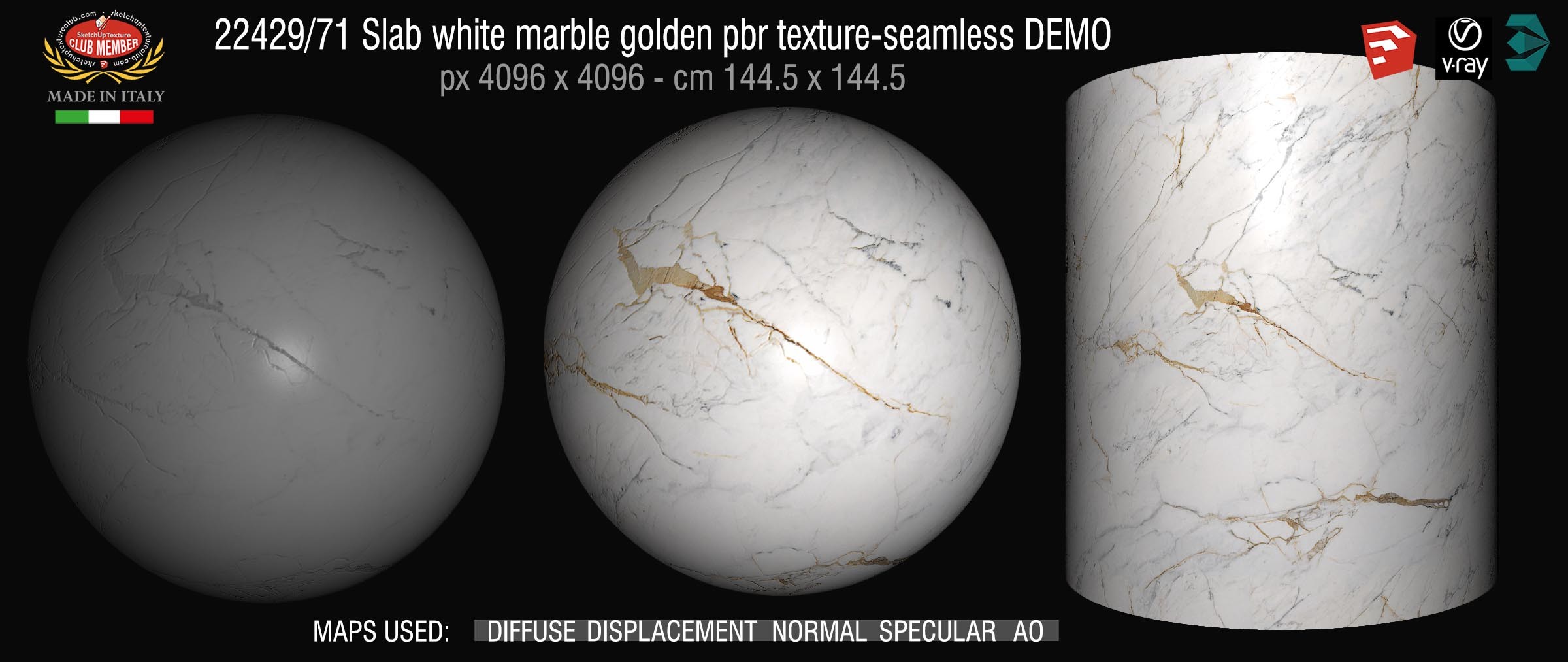 22429_71 Slab white marble golden veined pbr texture seamless DEMO