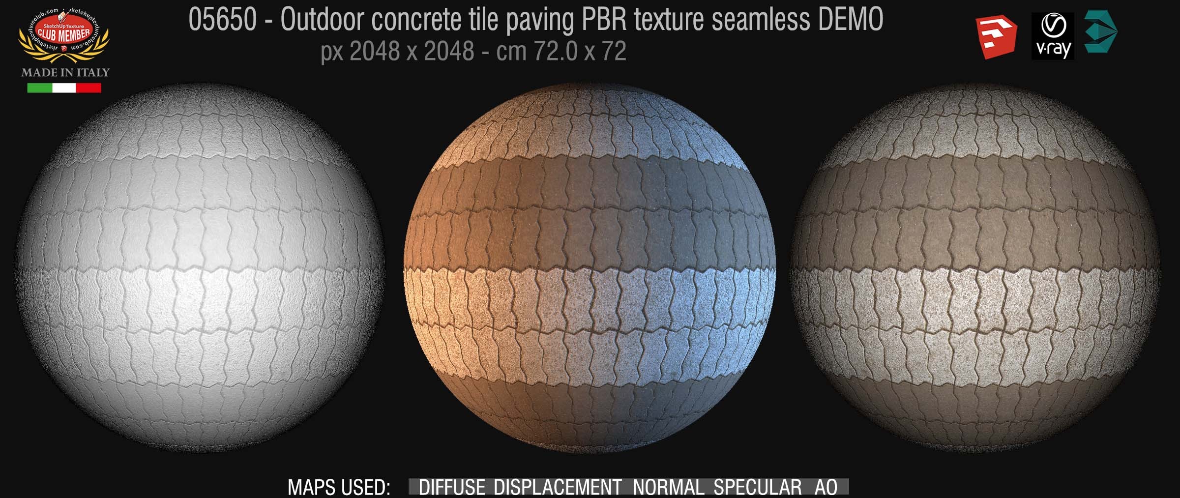 05650 Paving outdoor concrete regular block PBR texture seamless DEMO