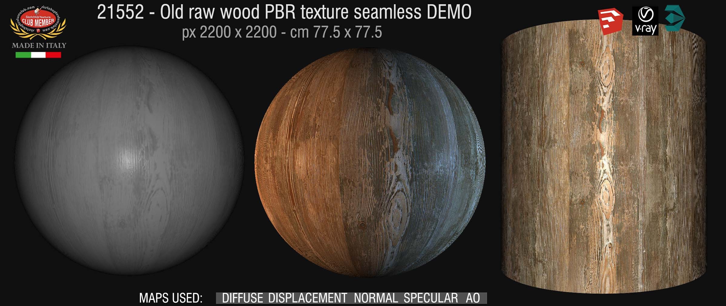 21552 Old raw wood PBR texture seamless DEMO