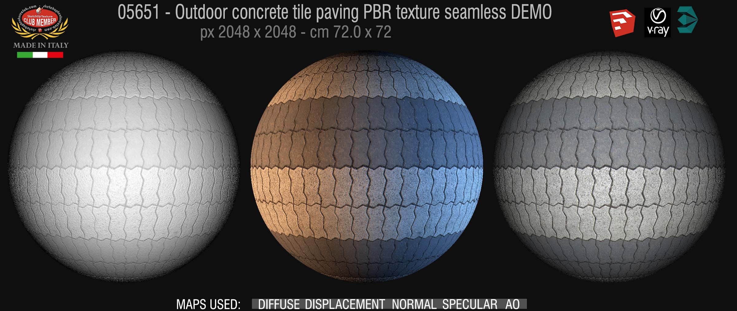 05651 Paving outdoor concrete regular block PBR texture seamless DEMO