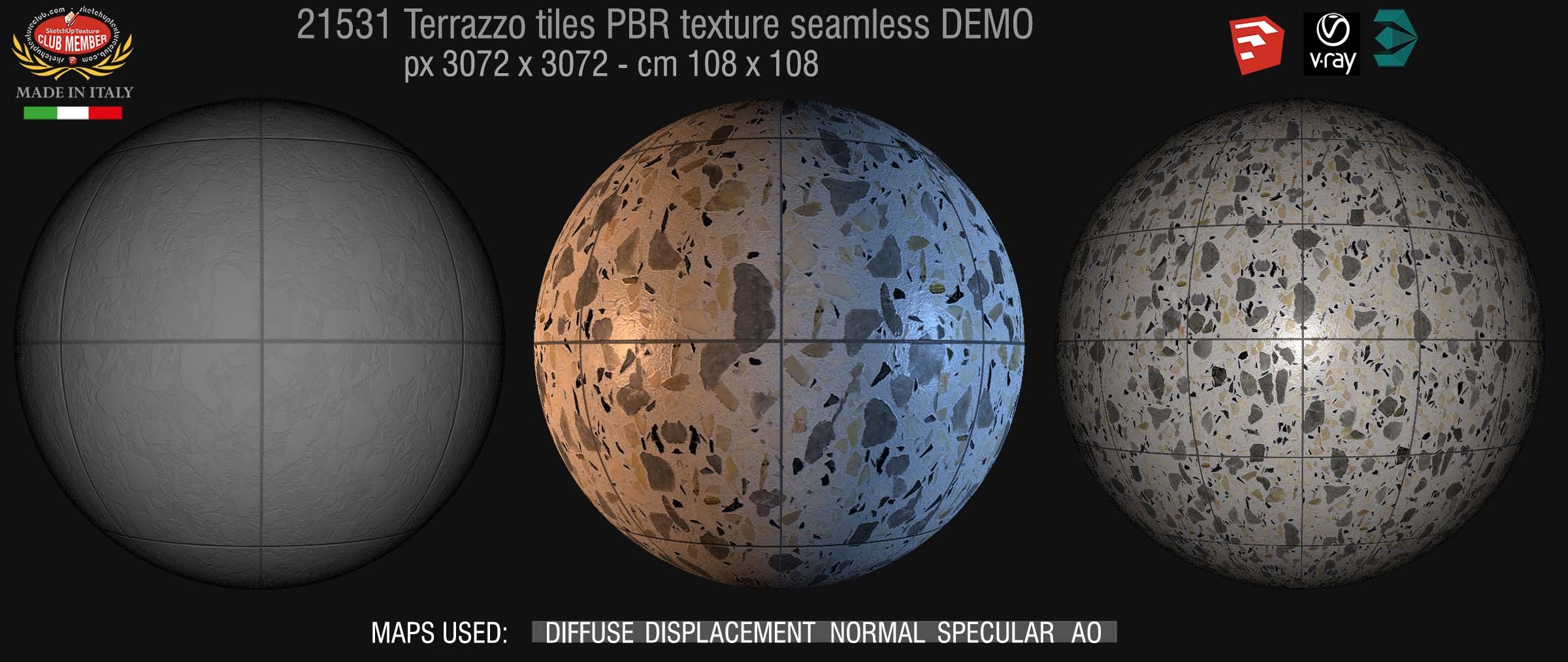 21531 Terrazzo floor tile PBR texture seamless DEMO