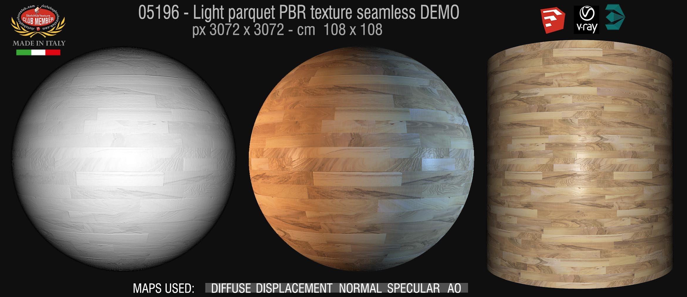 05196 Light parquet PBR texture seamless DEMO