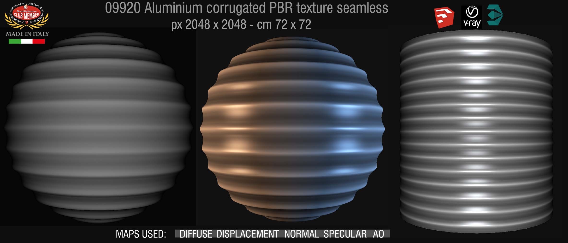 09920 Aluminium corrugated metal PBR texture seamless DEMO