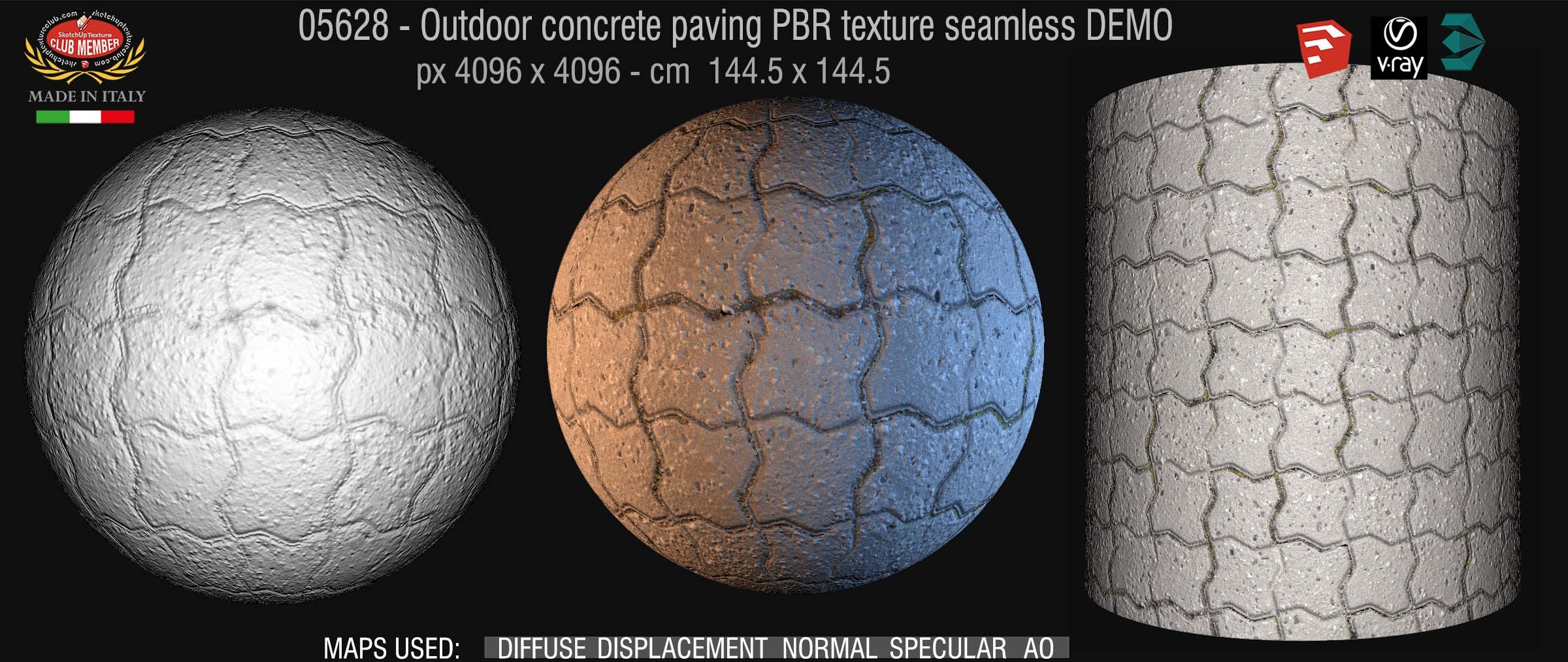 05628 Paving outdoor concrete regular block PBR texture seamless DEMO