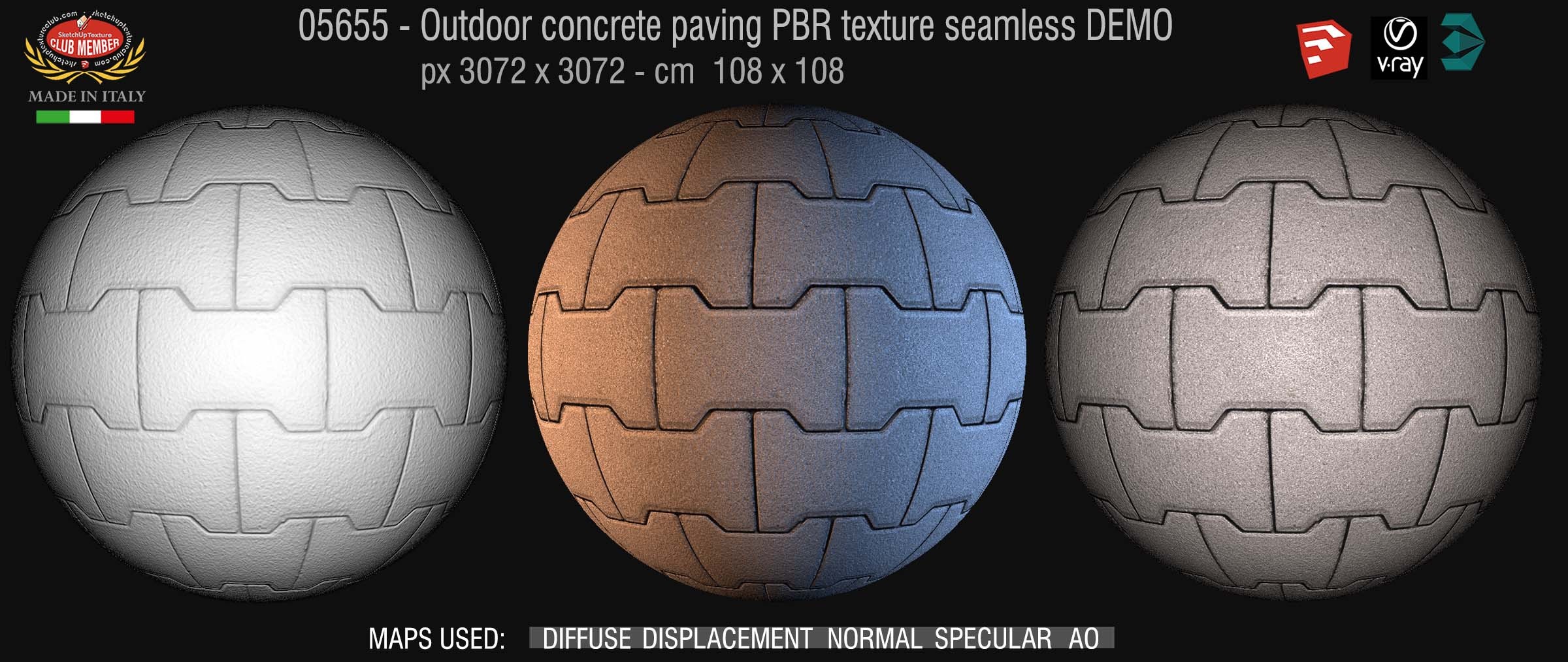 05655 Paving outdoor concrete regular block PBR texture seamless DEMO