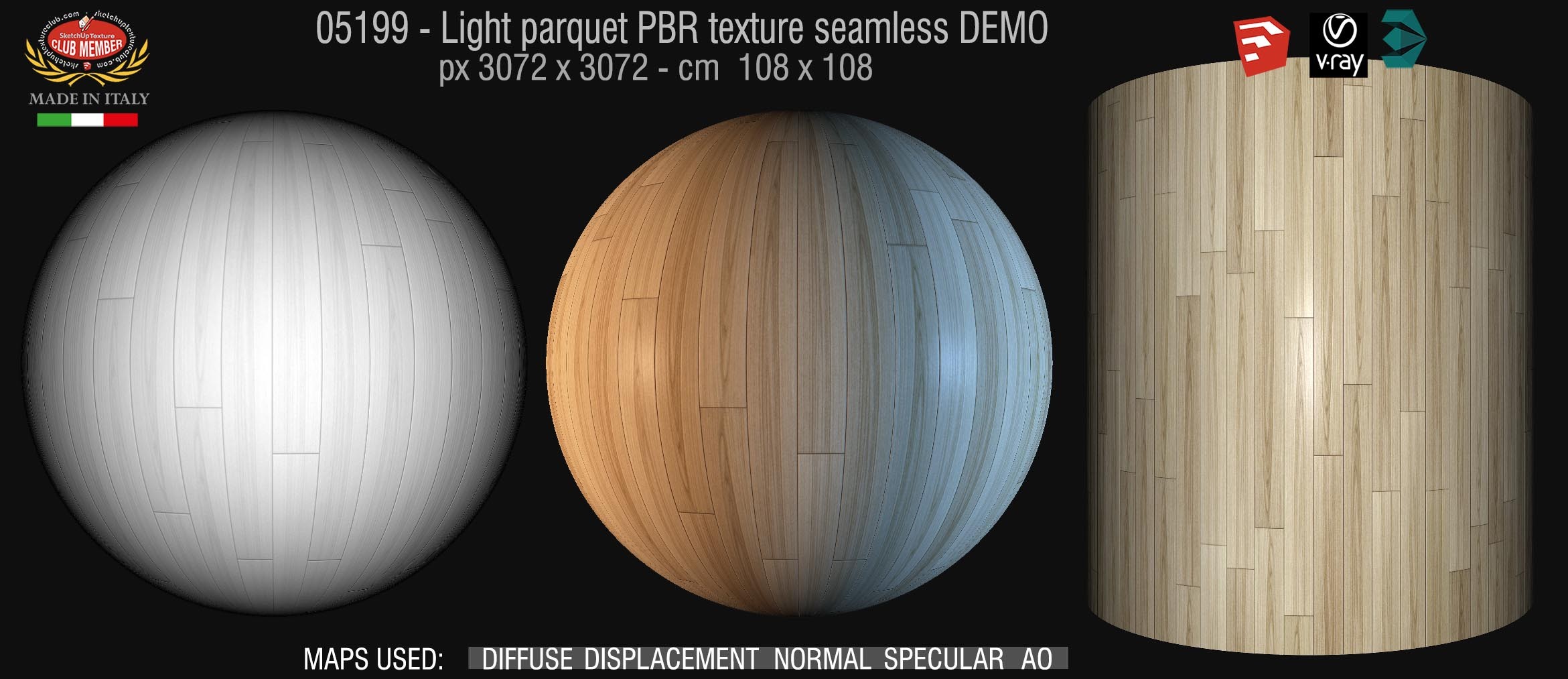05199 Light parquet PBR texture seamless DEMO