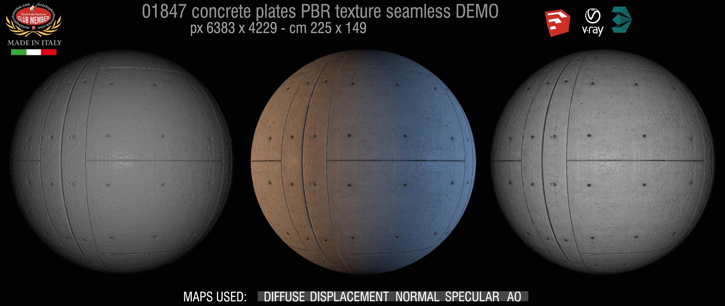 01847 Tadao Ando concrete plates PBR texture seamless DEMO