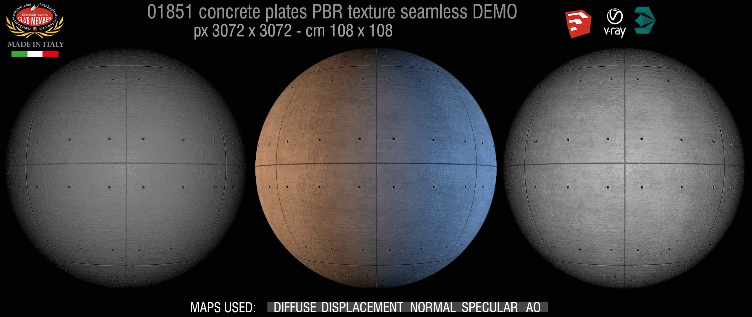 01851 Tadao Ando concrete plates PBR texture seamless DEMO