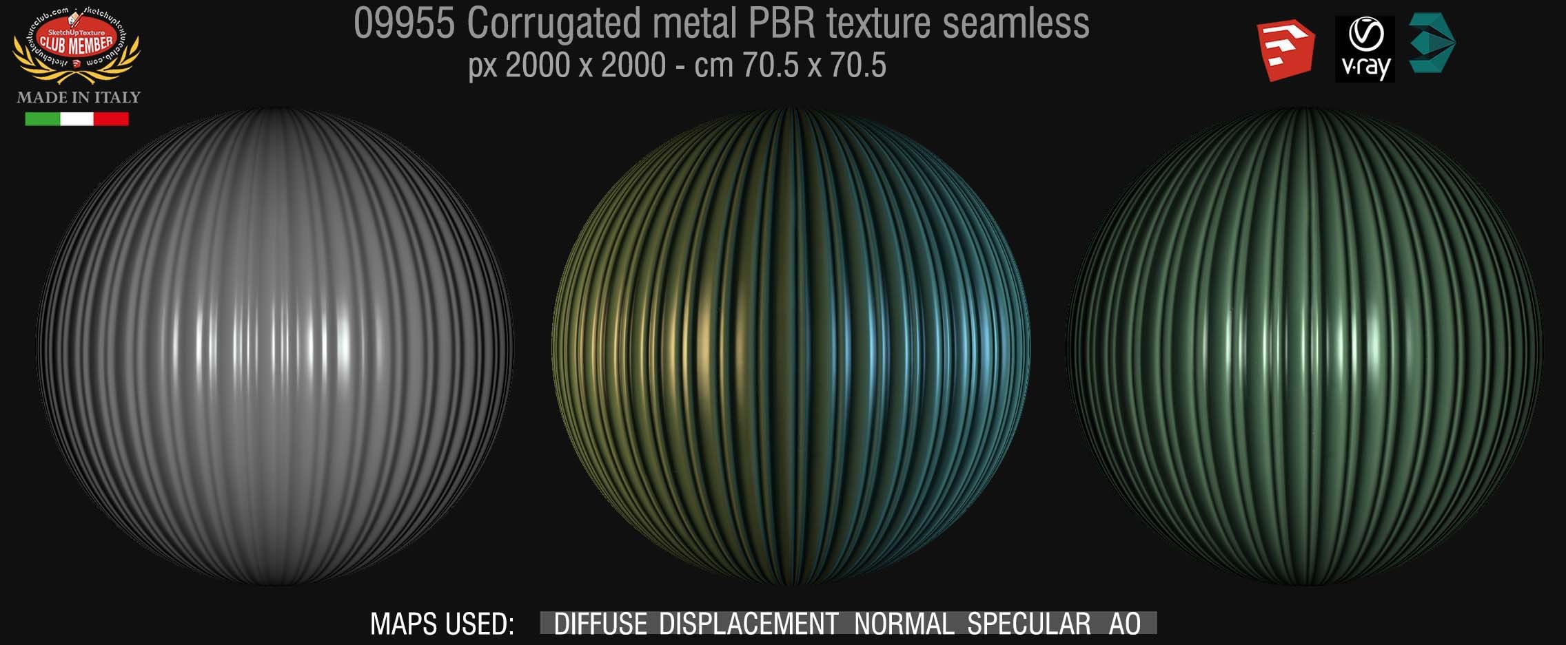 09955 Corrugated metal PBR texture seamless DEMO