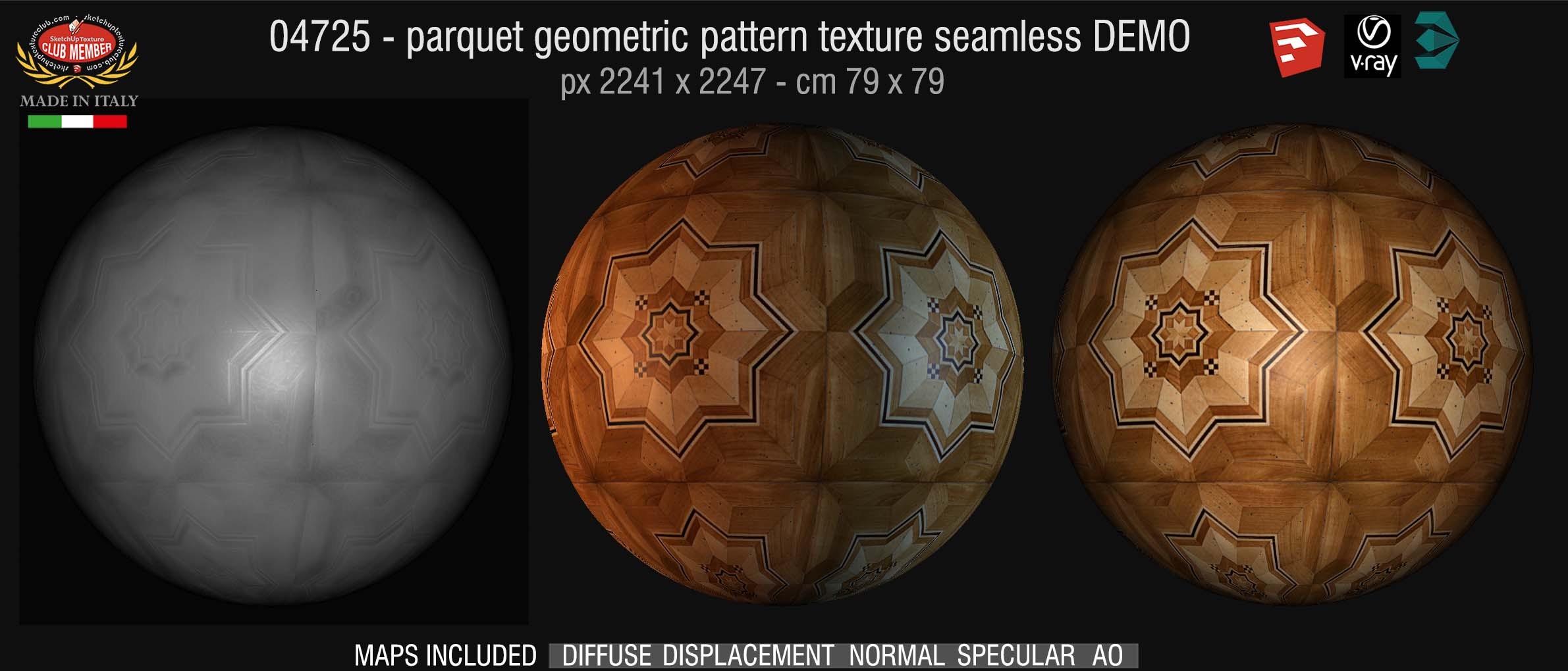 04725 HR Parquet geometric pattern texture seamless + maps DEMO