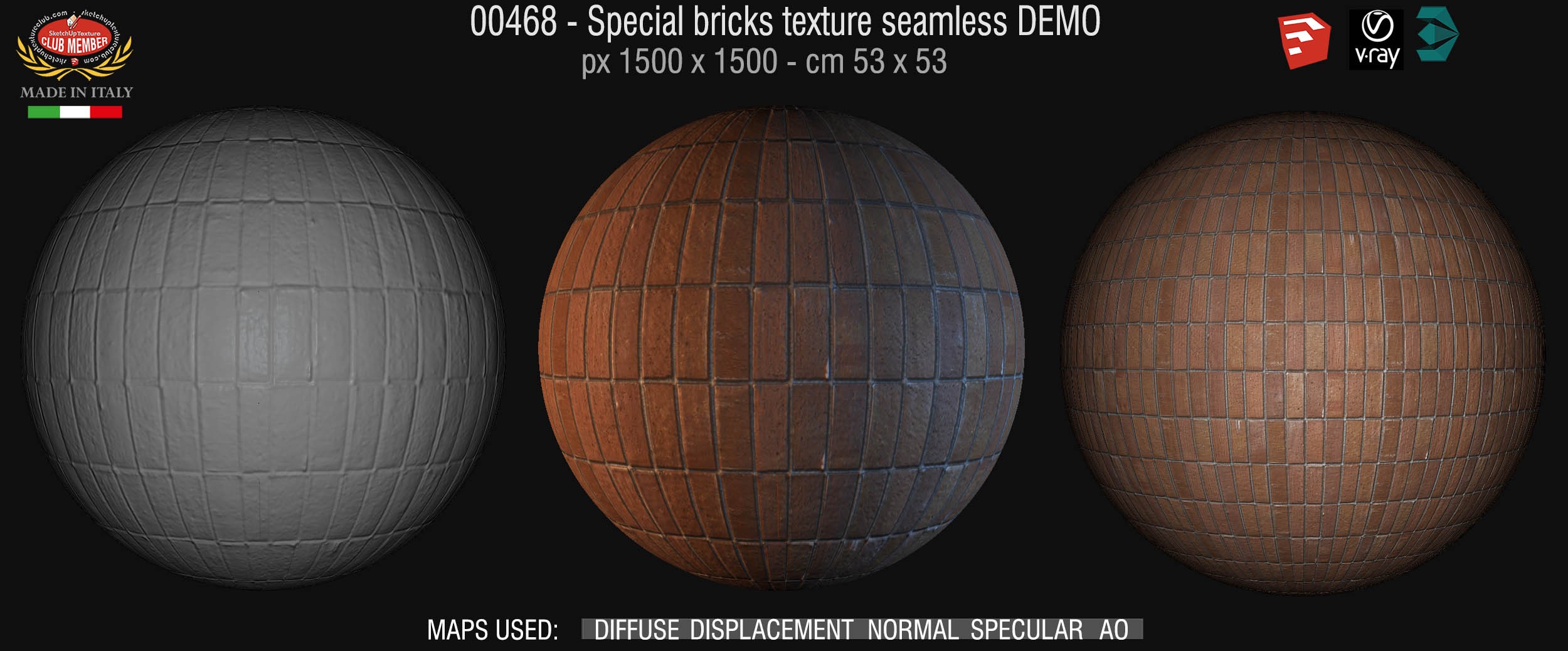 00468 Special bricks texture seamless + maps DEMO