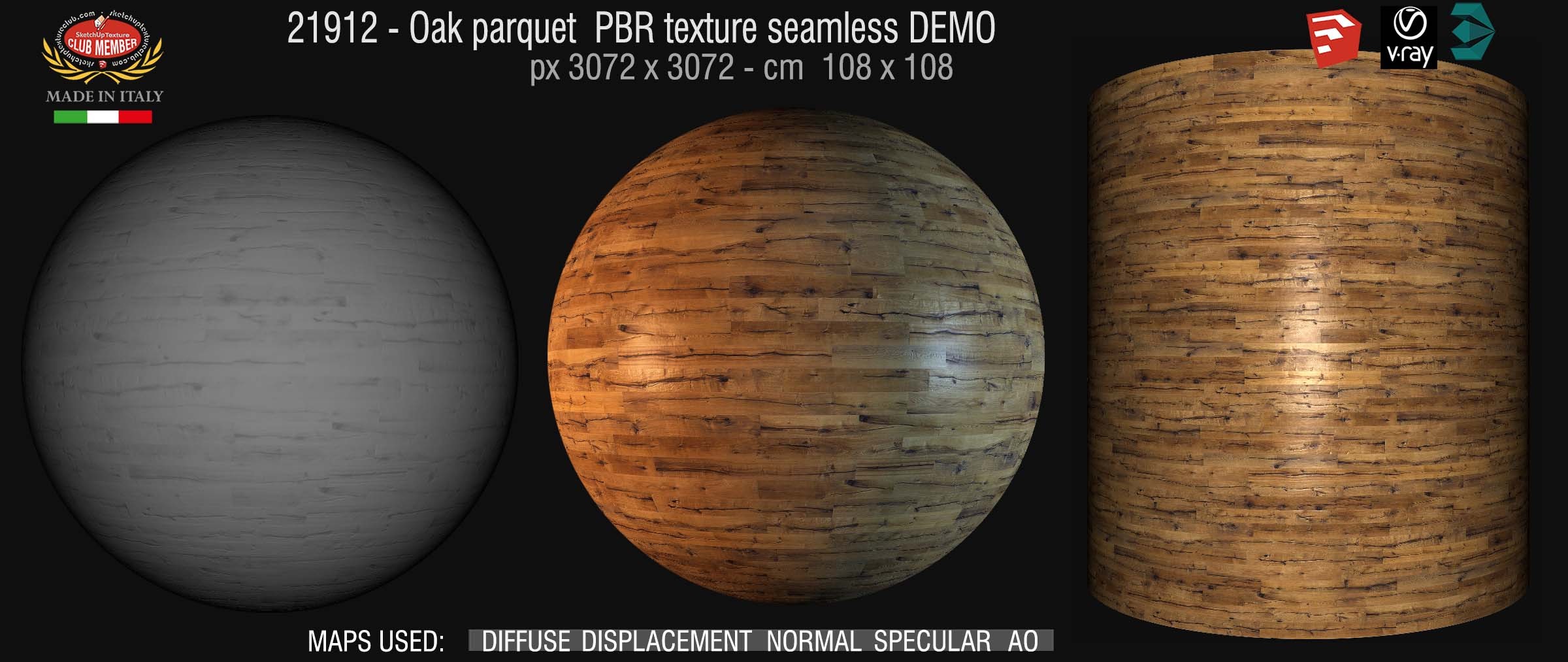 21912 Oak parquet PBR texture seamless DEMO - If you like our textures, support us by becoming a CLUB MEMBER !