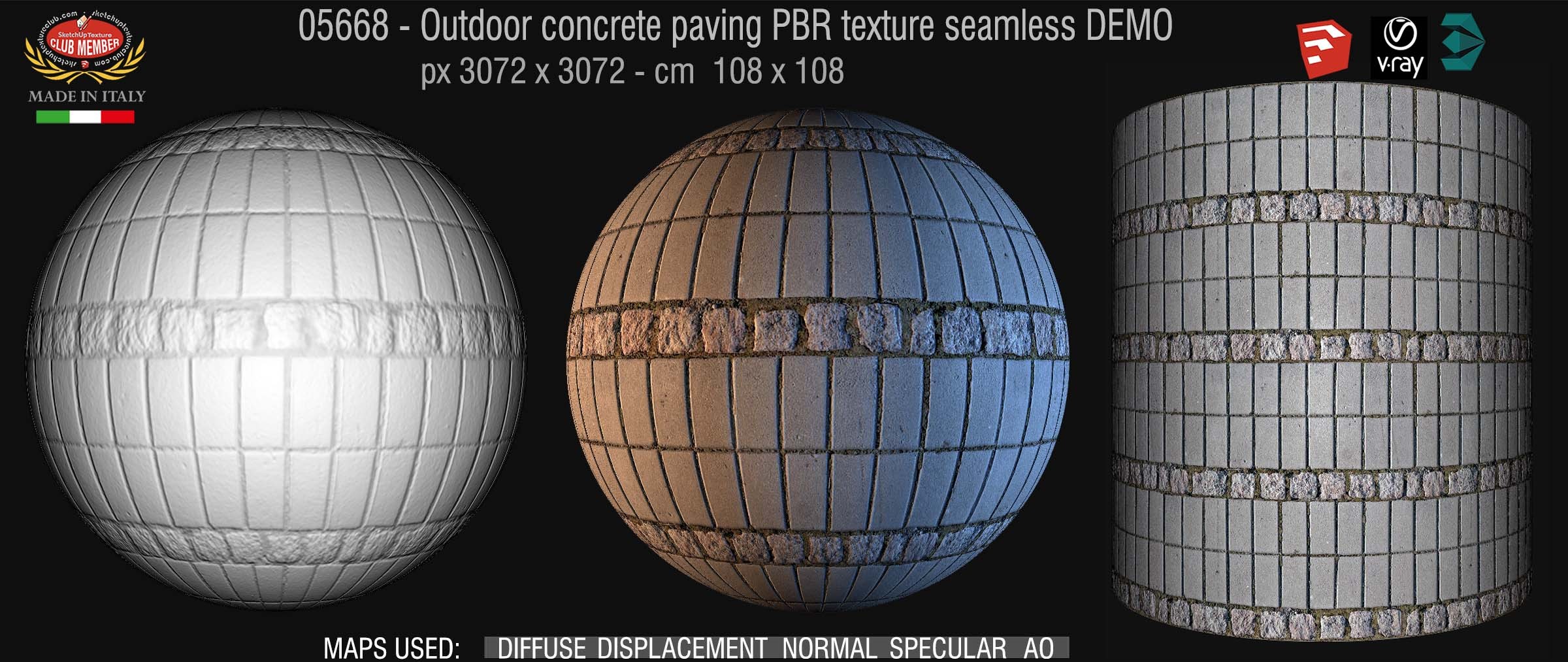 05668 Paving outdoor concrete regular block PBR texture seamless DEMO