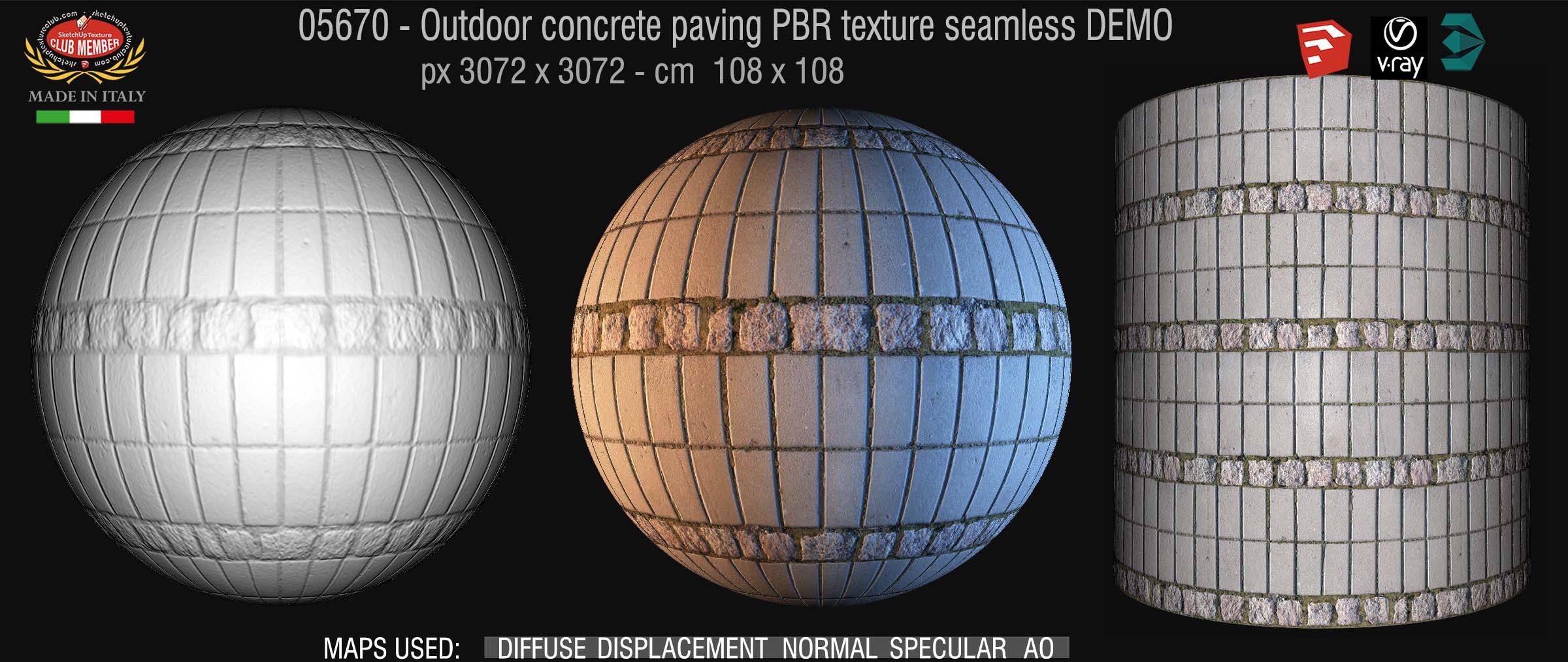 05670 Paving outdoor concrete regular block PBR texture seamless DEMO