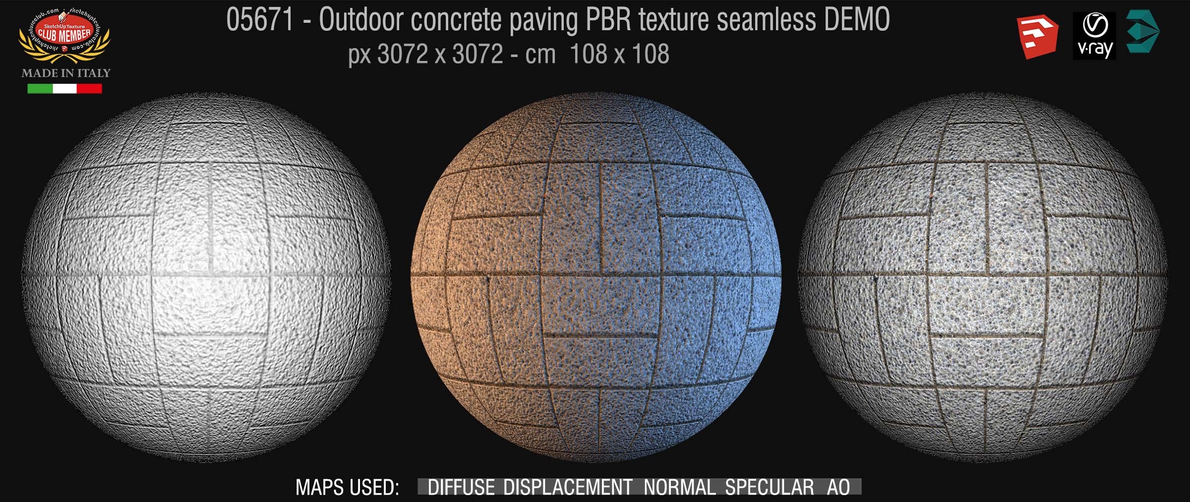 05671 Paving outdoor concrete regular block PBR texture seamless DEMO