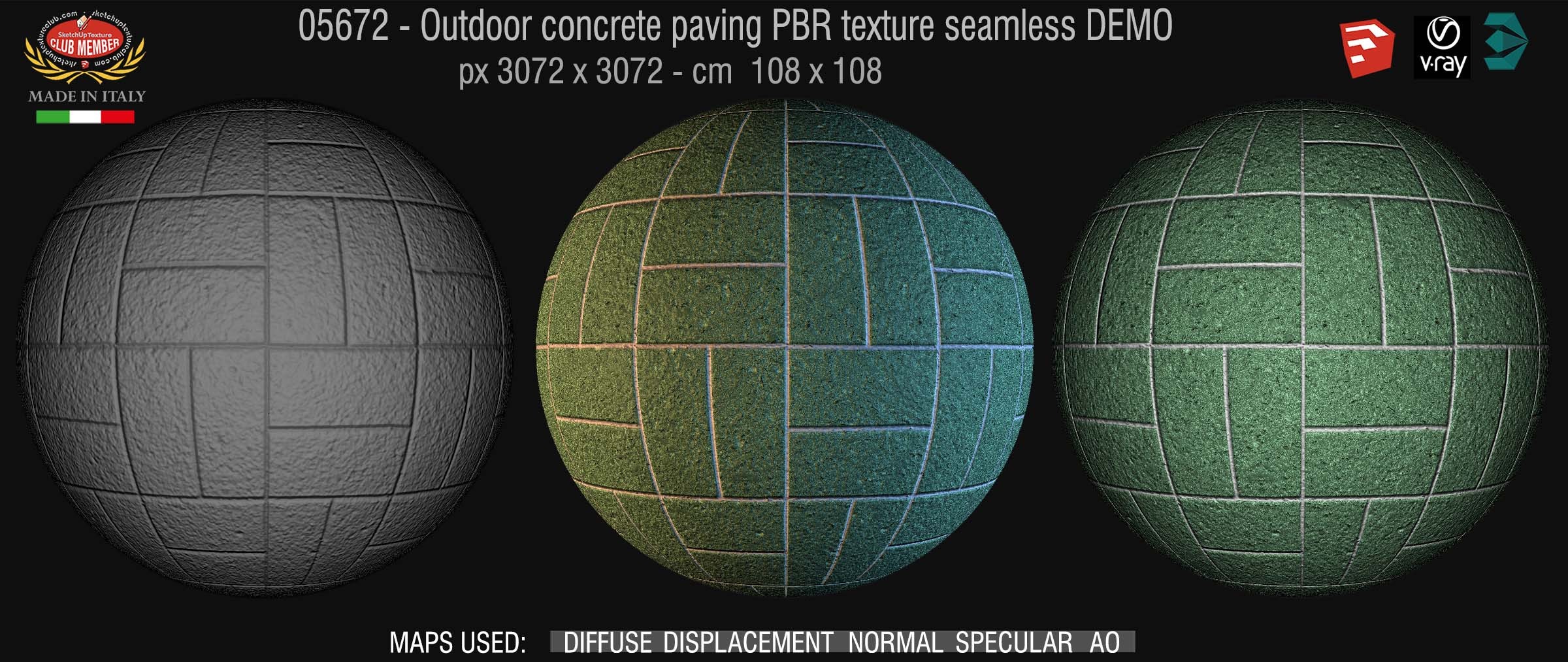 05672 Paving outdoor concrete regular block PBR texture seamless DEMO