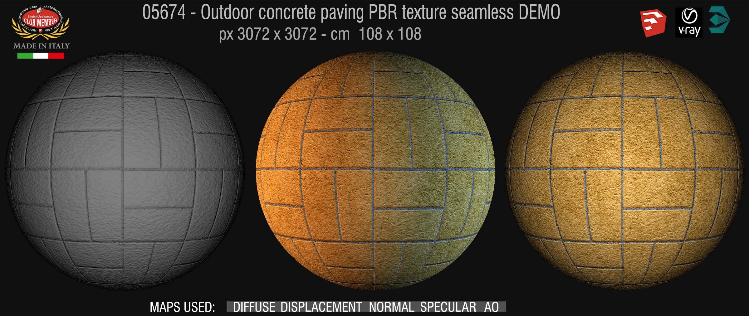 05674 Paving outdoor concrete regular block PBR texture seamless DEMO