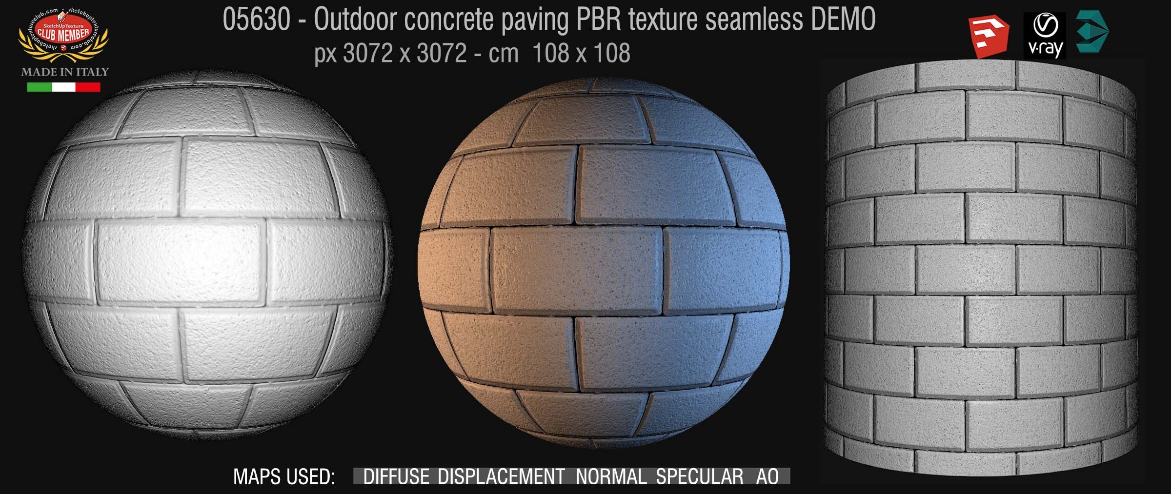 05630 Paving outdoor concrete regular block PBR texture seamless DEMO