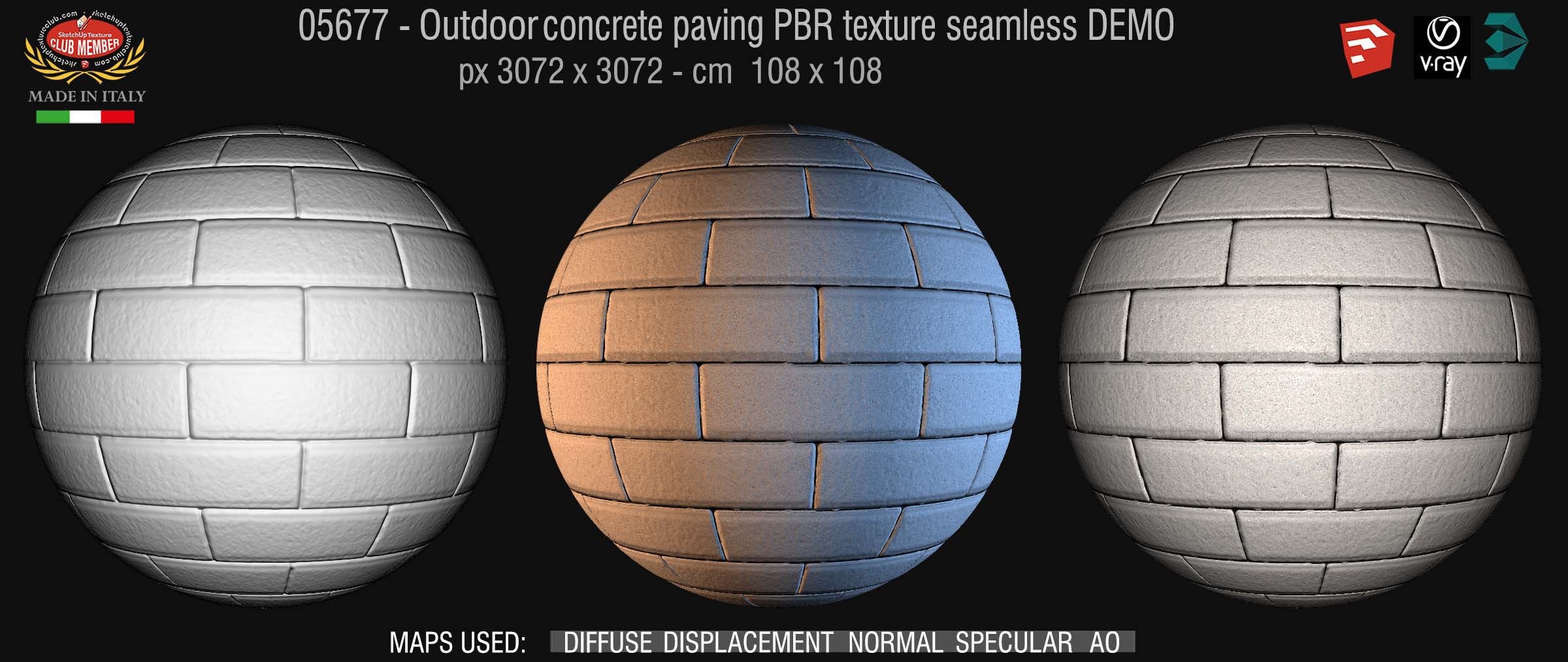 05677 Paving outdoor concrete regular block PBR texture seamless DEMO