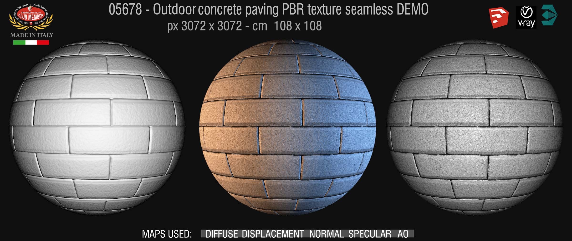 05678 Paving outdoor concrete regular block PBR texture seamless DEMO