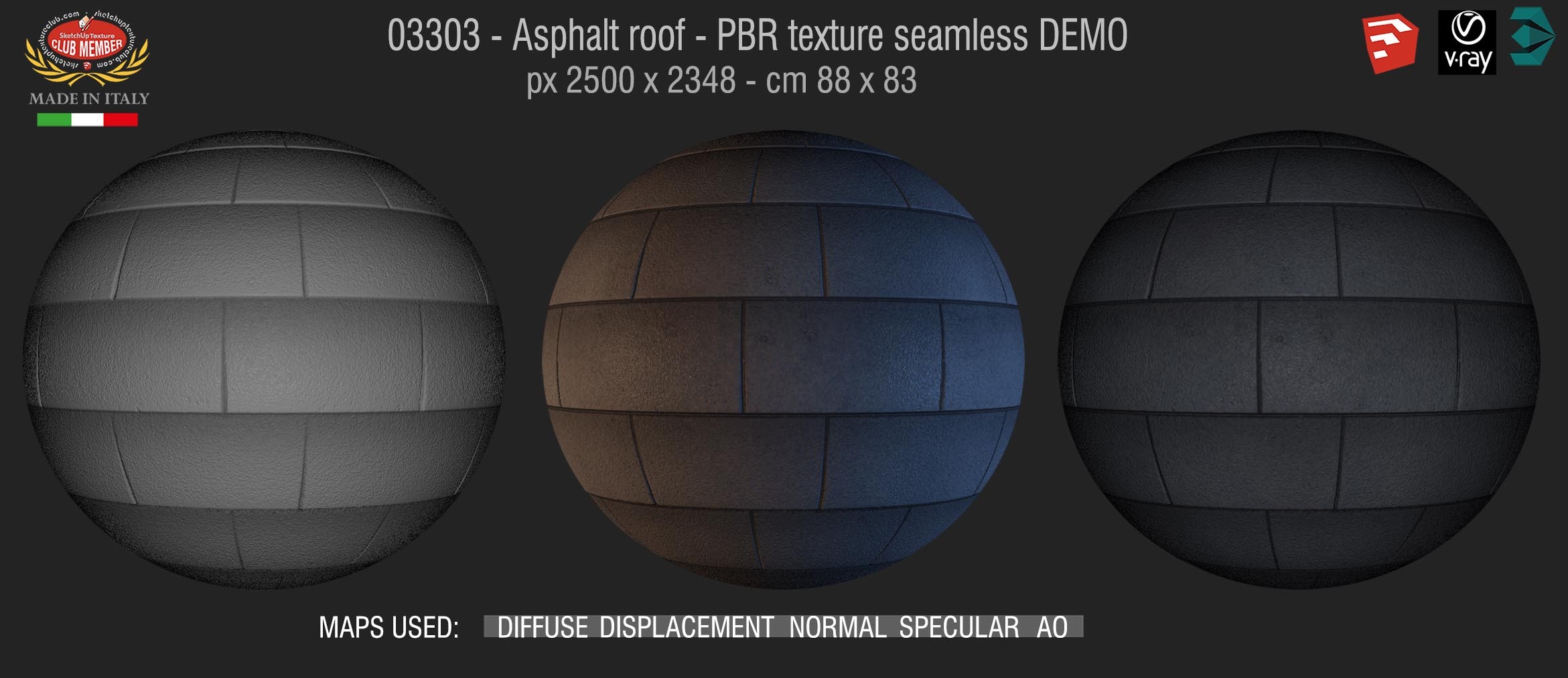03303 Asphalt roof PBR texture seamless DEMO