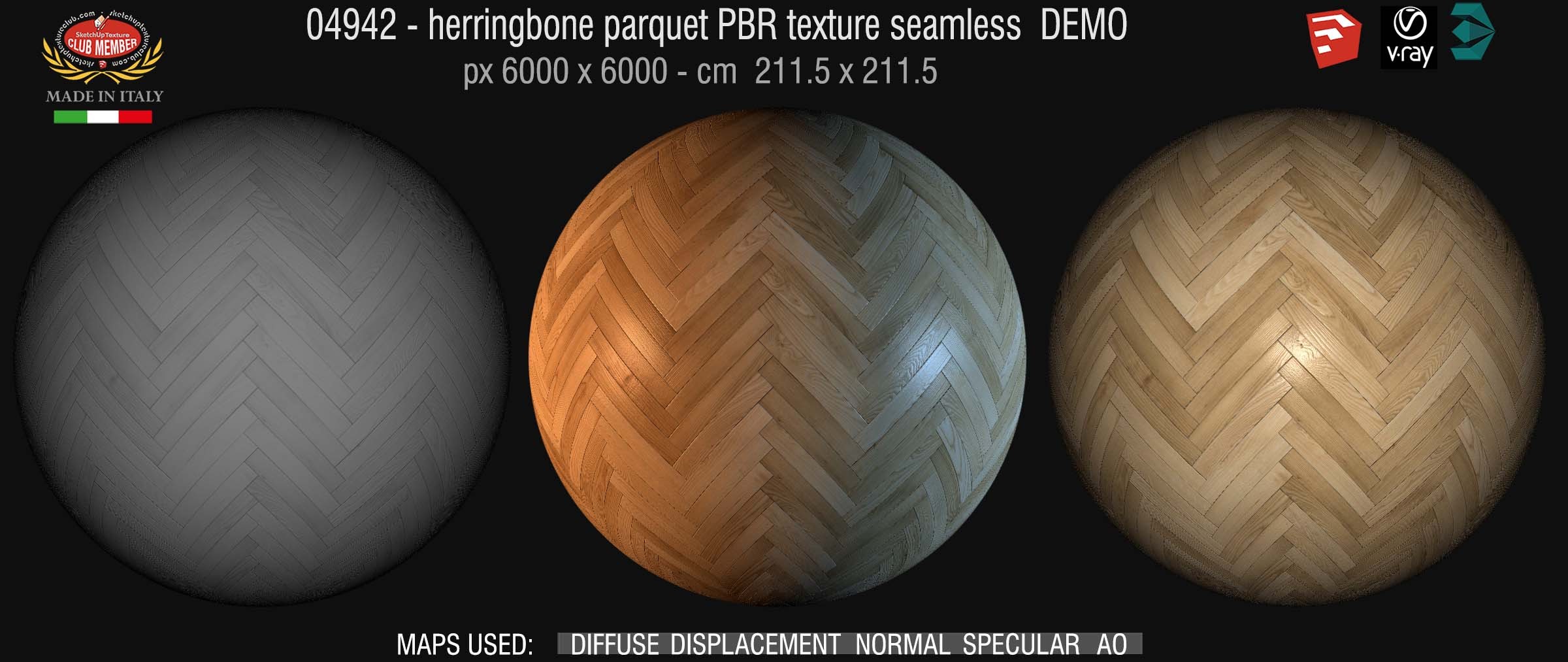 04942 Herringbone parquet PBR texture seamless DEMO