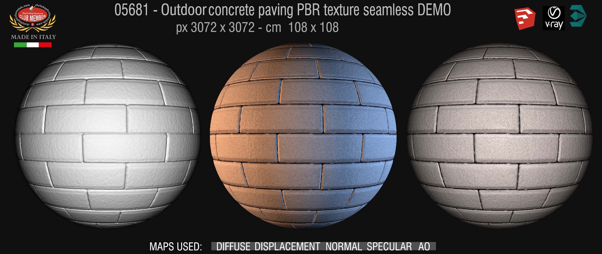 05681 Paving outdoor concrete regular block PBR texture seamless DEMO
