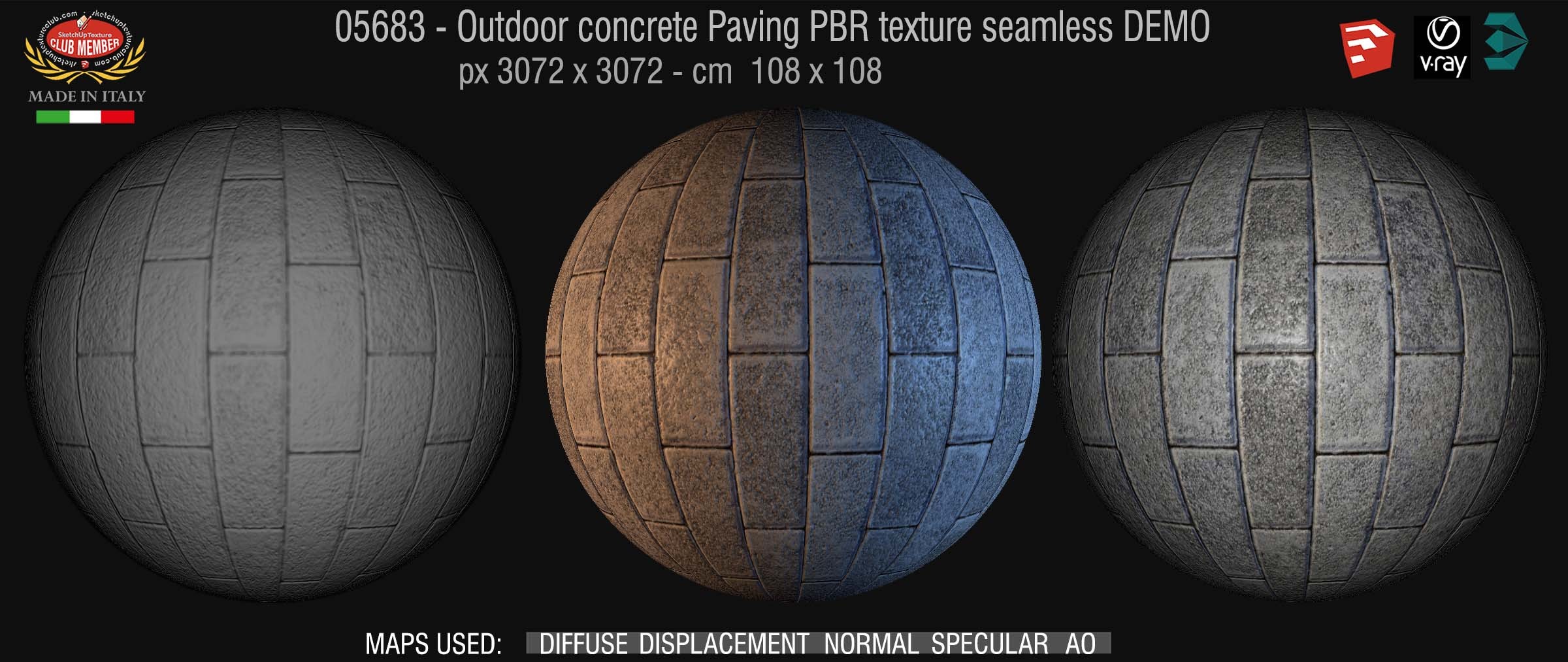 05683 Paving outdoor concrete regular block PBR texture seamless DEMO