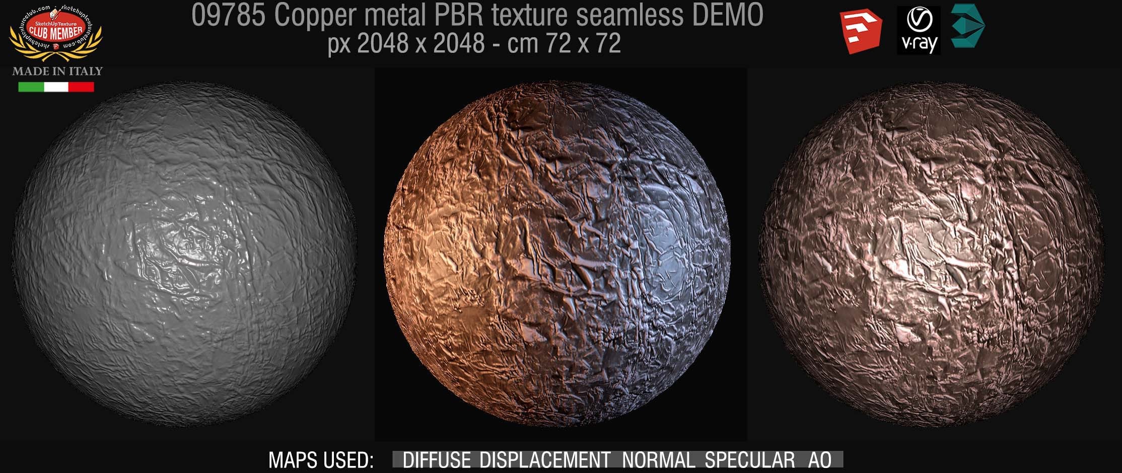 09785 Copper metal PBR texture seamless DEMO
