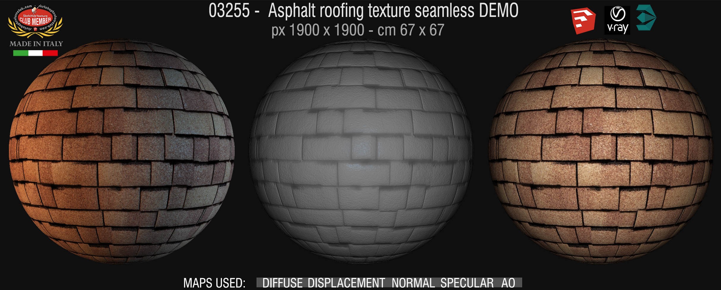 03255 Asphalt roofing texture + maps DEMO