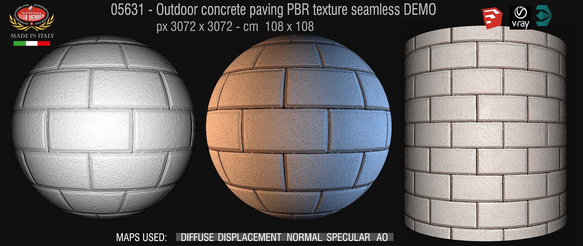 05631 Paving outdoor concrete regular block PBR texture seamless DEMO