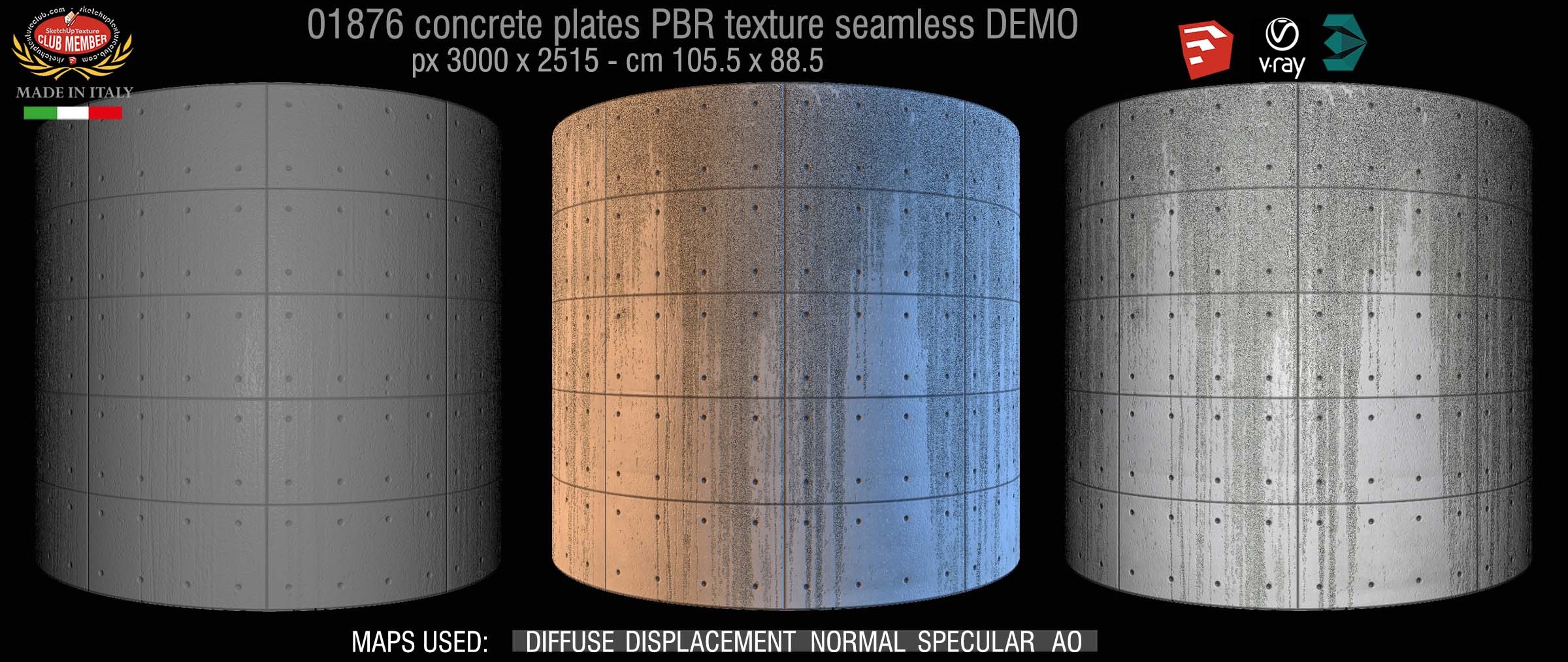 01876 Tadao Ando concrete plates PBR texture seamless DEMO