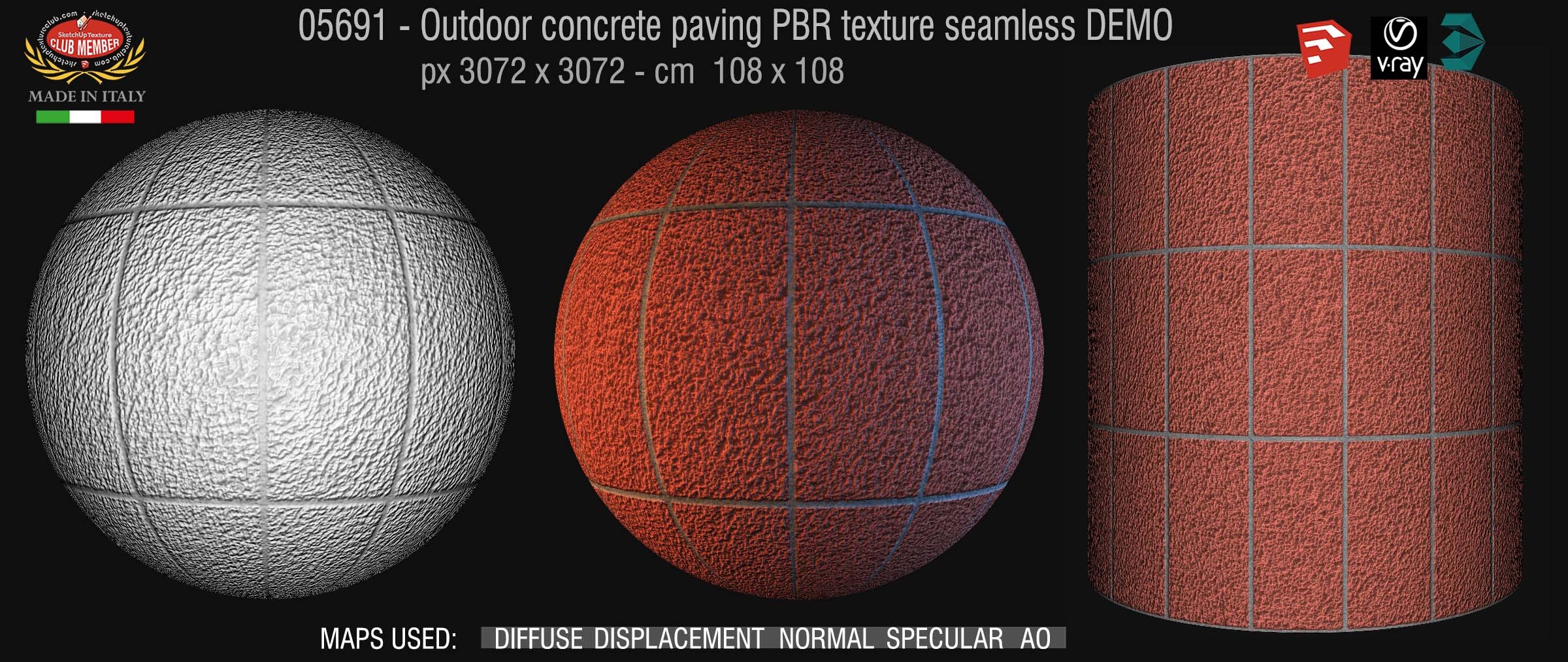 05691 Paving outdoor concrete regular block PBR texture seamless DEMO