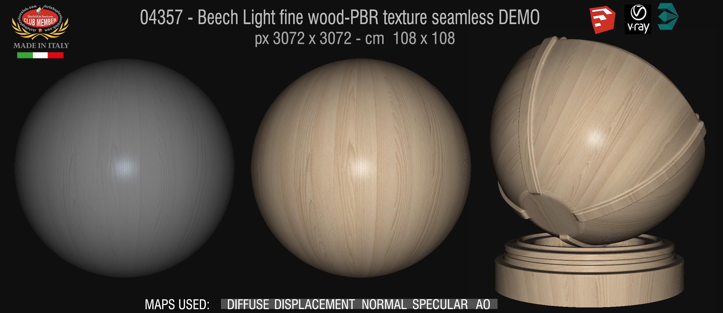 04367 Beech Light fine wood-PBR texture seamless DEMO