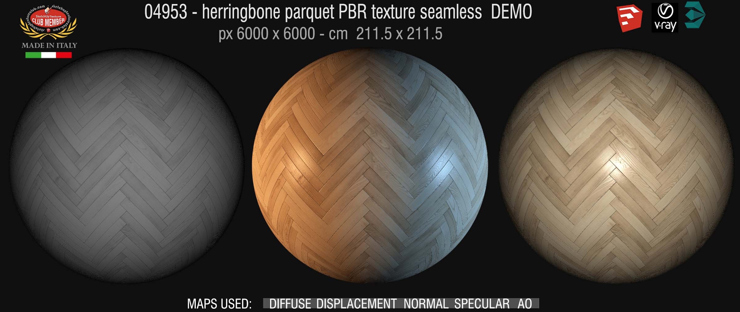 04953 Herringbone parquet PBR texture seamless DEMO