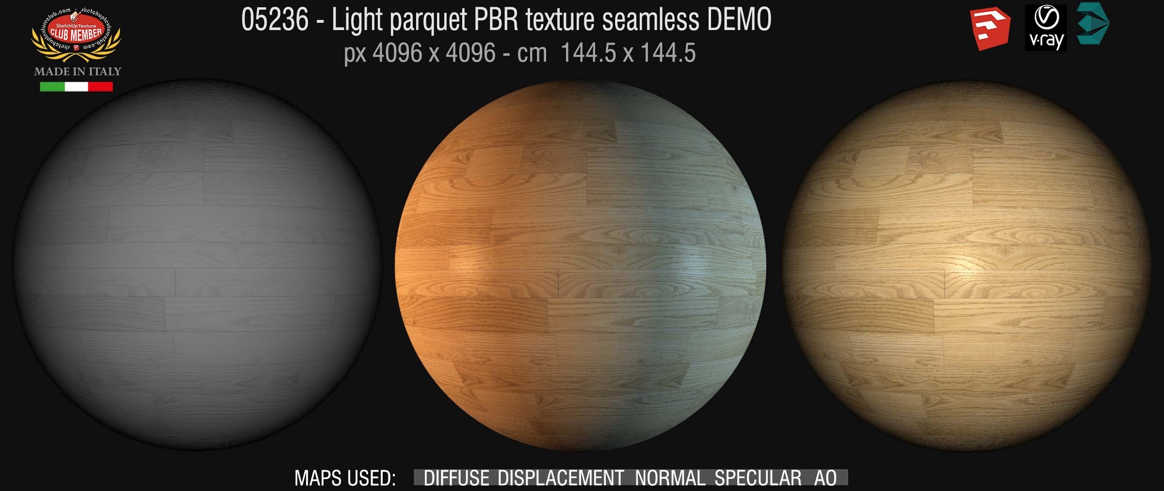 05236 Light parquet PBR texture seamless DEMO