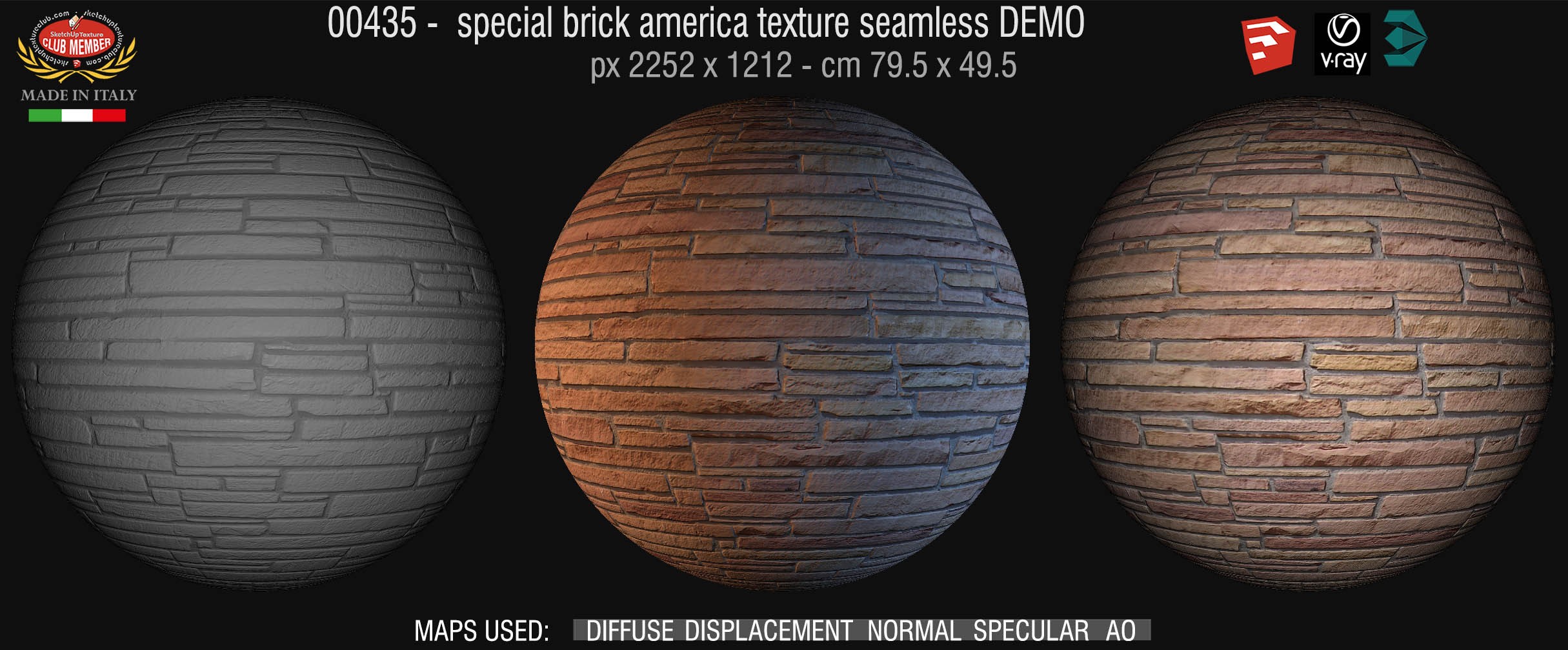 00435 Special brick america texture seamless + maps DEMO