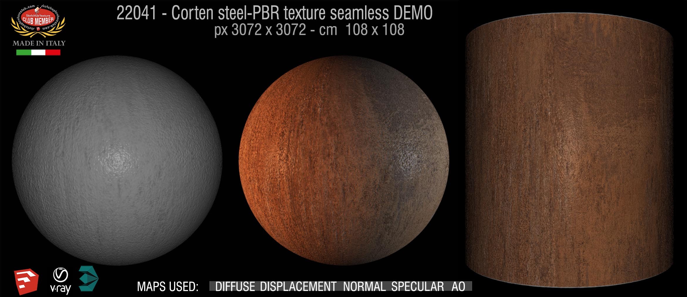 22041 Corten steel PBR texture seamless DEMO