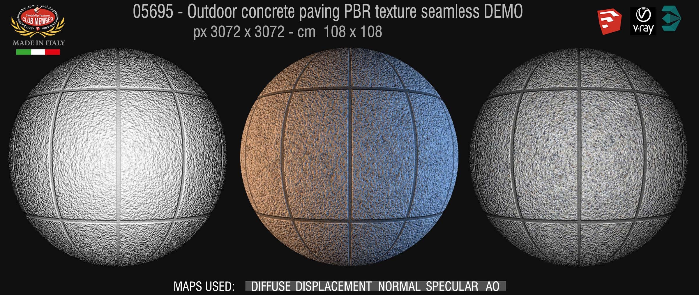 05695 Paving outdoor concrete regular block PBR texture seamless DEMO