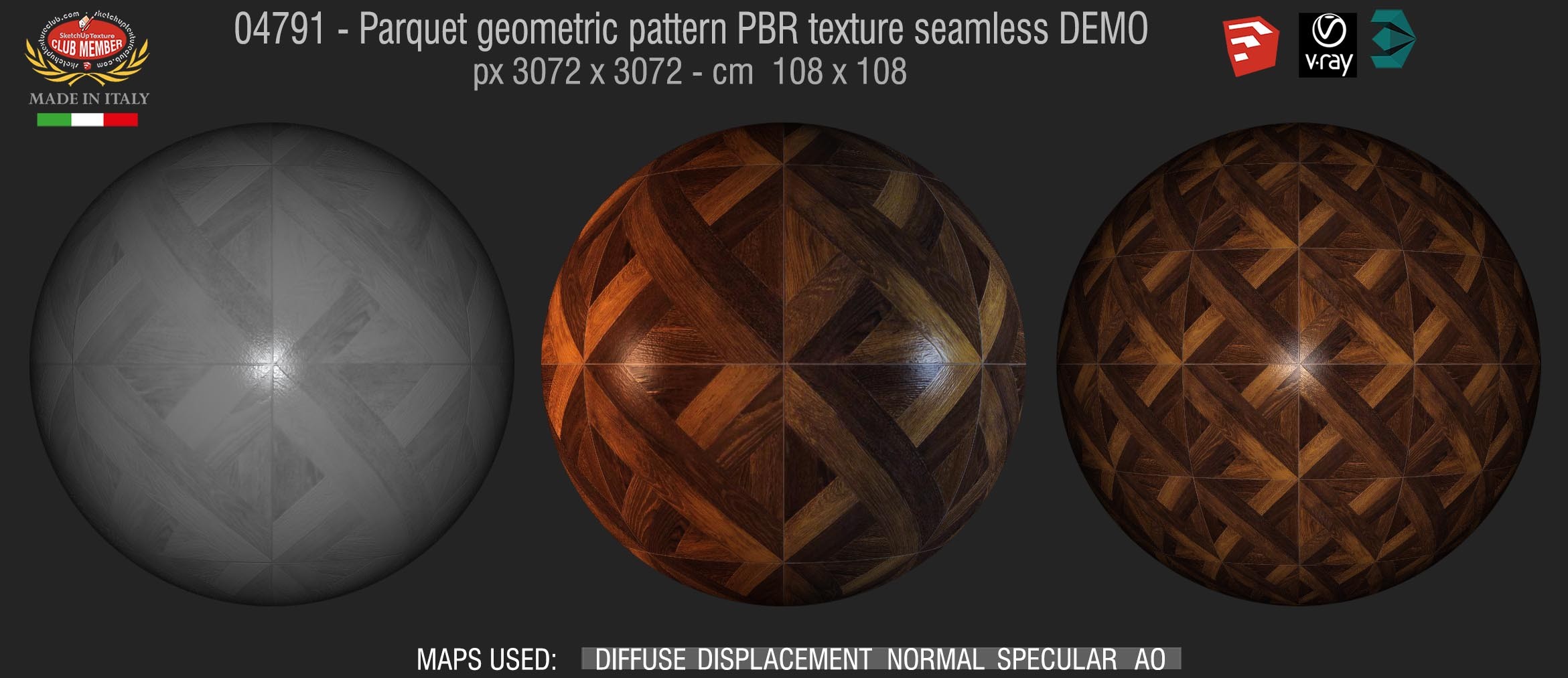 04791 Parquet geometric pattern PBR texture seamless DEMO