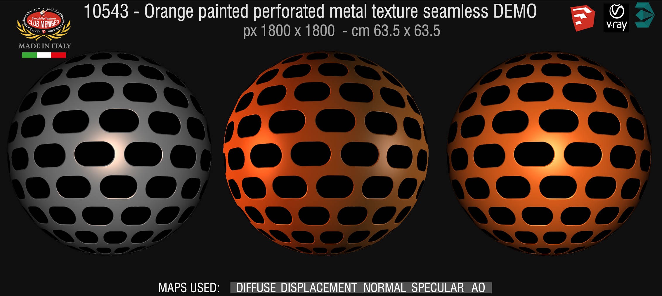 10543 HR Orange painted panited perforate metal texture seamless + maps DEMO