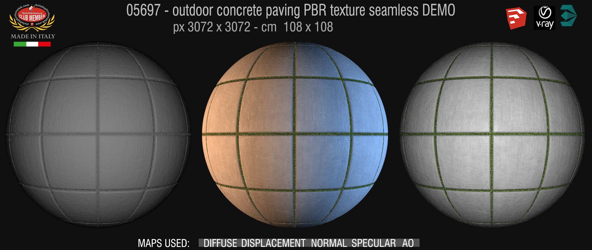 05697 Paving outdoor concrete regular block PBR texture seamless DEMO
