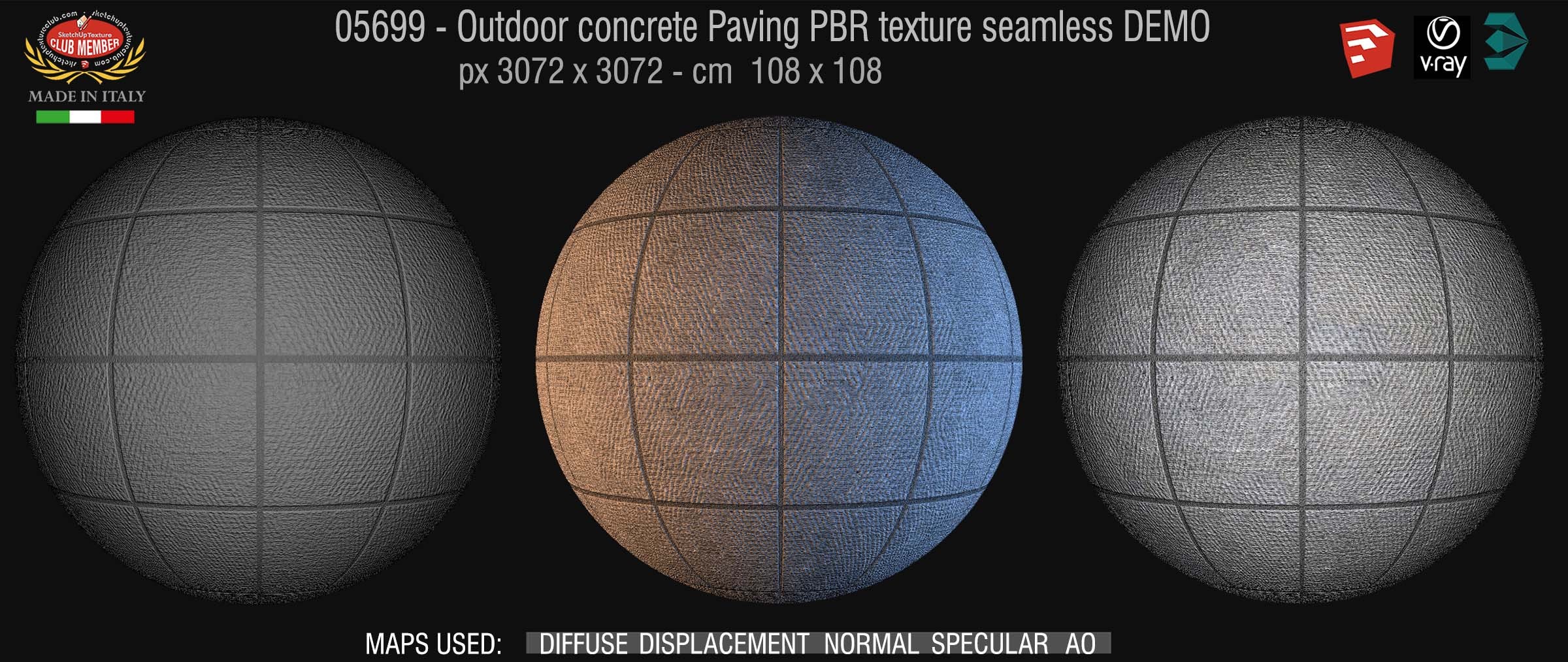 05699 Paving outdoor concrete regular block PBR texture seamless DEMO