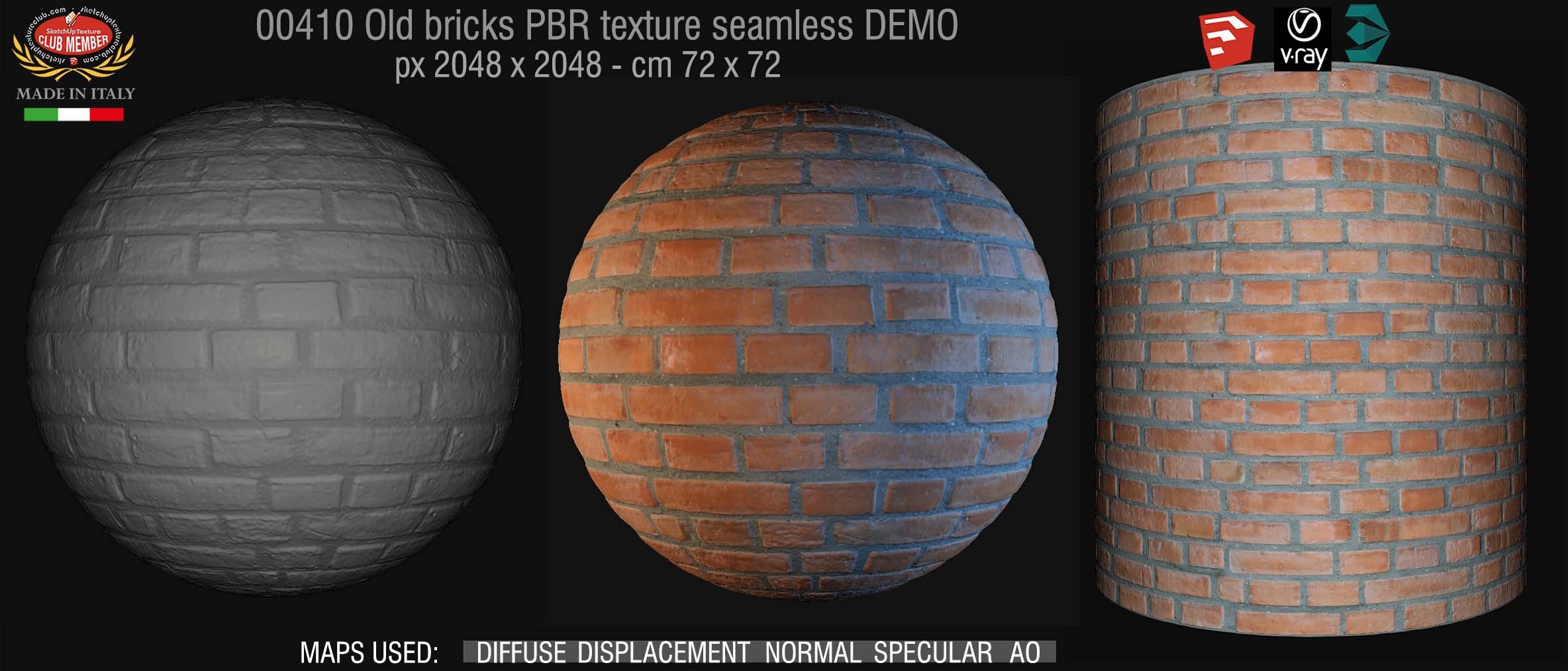 00410 Old bricks PBR texture seamless DEMO