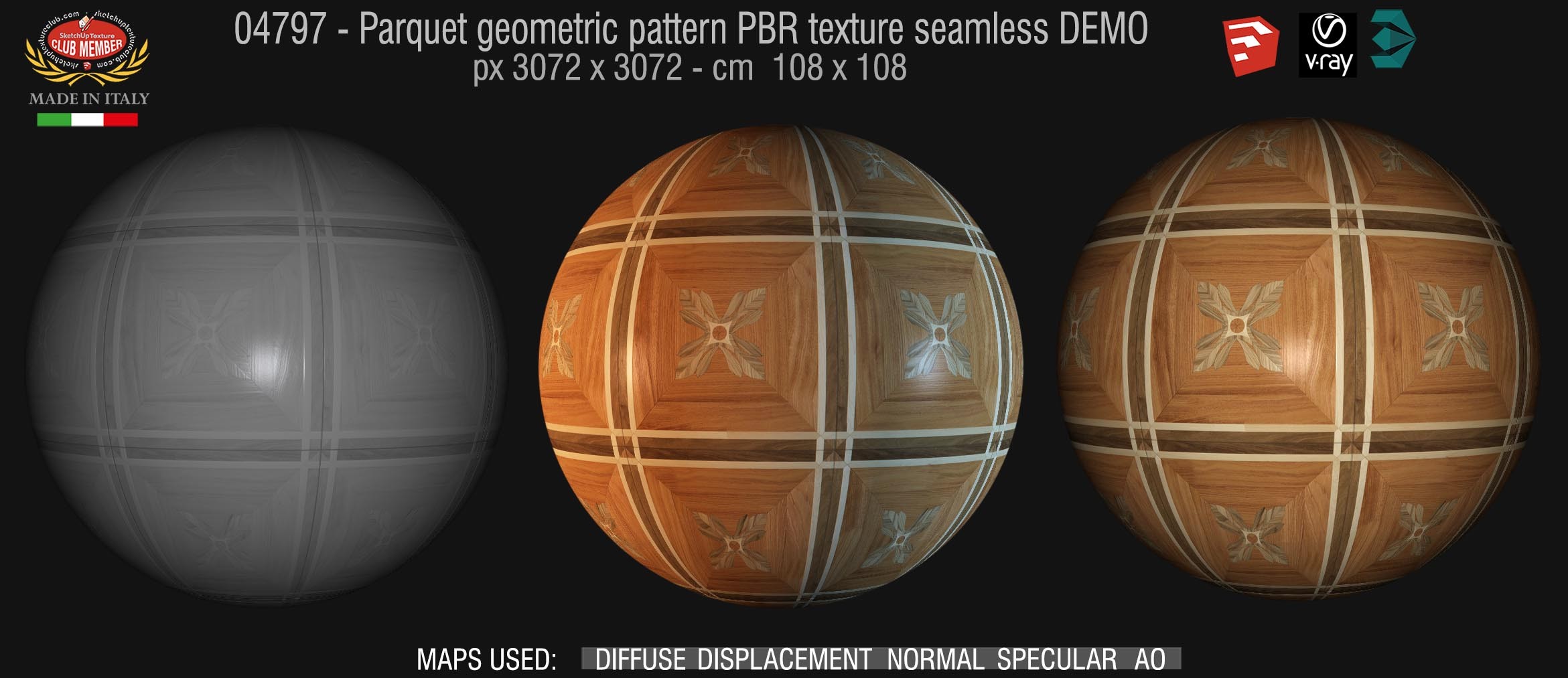 04797 Parquet geometric pattern PBR texture seamless DEMO